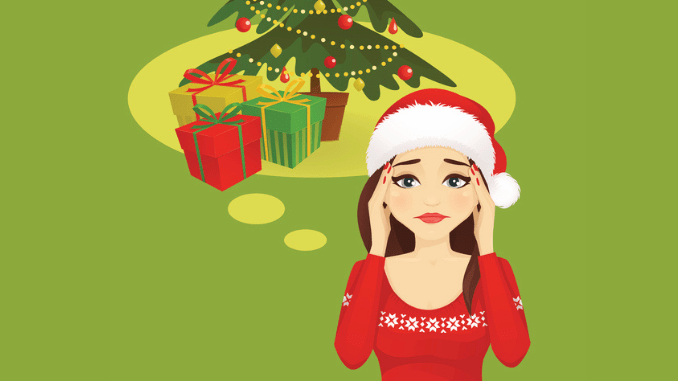 Stressed holiday woman stock illustration