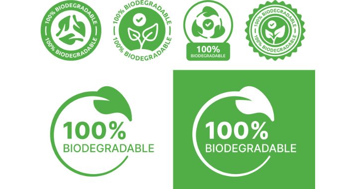 Biodegradable label sticker badge collection.