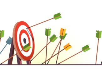 Many arrows missed hitting target mark. Shot miss. Multiple failed inaccurate attempts to hit archery target. Business challenge failure metaphor. Flat vector illustration