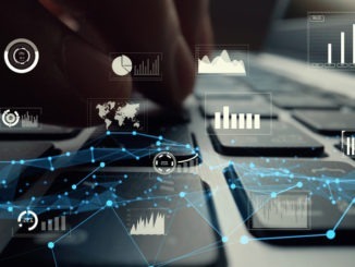 Creative visual of business big data and finance analysis on computer