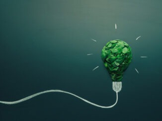 energy saving light bulb made with green leaves. Minimal nature concept. Think green. Ecology concept. Environmentally friendly planet.