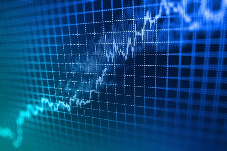 Stock market graph and bar chart price display