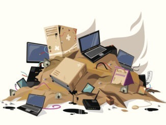 Computers waste pile