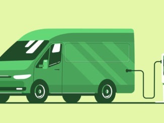 Electric light commercial vehicle isolated. Vector flat style illustration.