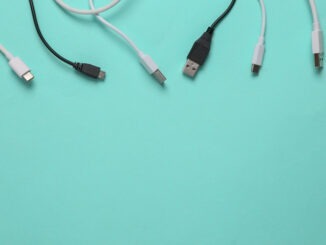 Different usb cables on a blue background