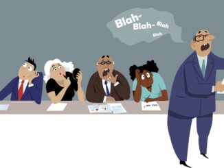 Distracted and bored employees sitting at a business presentation, EPS 8 vector cartoon, no transparencies