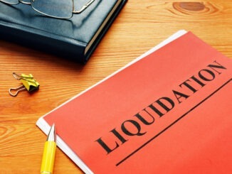 The word liquidation is printed on the red page.