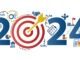 2024 new year goal plan action with target icons