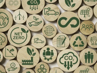 infinity and Circular business economy environment icons print screen on wooden for future sustainable investment growth and reduce environmental pollution concept.