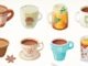 selection of attractive cups with hot beverages in them