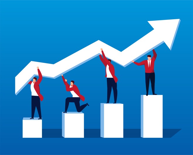 Business team working together to grow the company