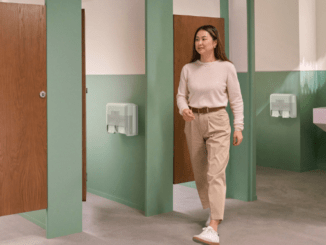 Woman walking in Washroom