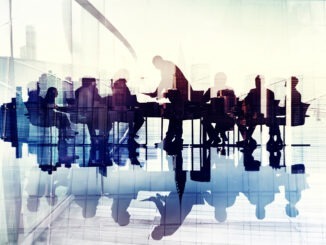 Abstract Image of Business People's Silhouettes in a Meeting