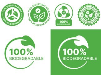 Biodegradable label sticker badge collection.