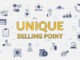 usp unique selling point concept with icon set with big word or text on center