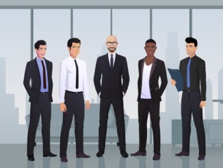 Team of Businessmen Characters in office Wearing Suits,