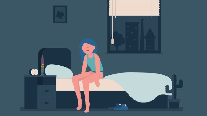Sleep woman wake up