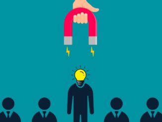 Hand with Magnet attract talent employee businessman illustration