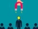 Hand with Magnet attract talent employee businessman illustration