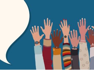 Group hand-up of multicultural and multiethnic men and women.