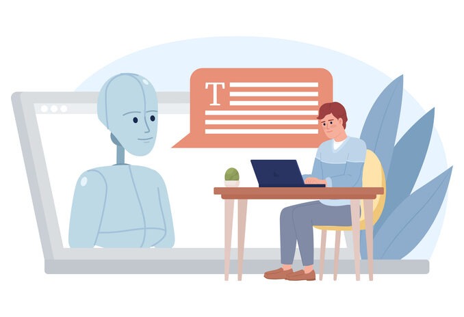 AI text generator flat concept vector spot illustration
